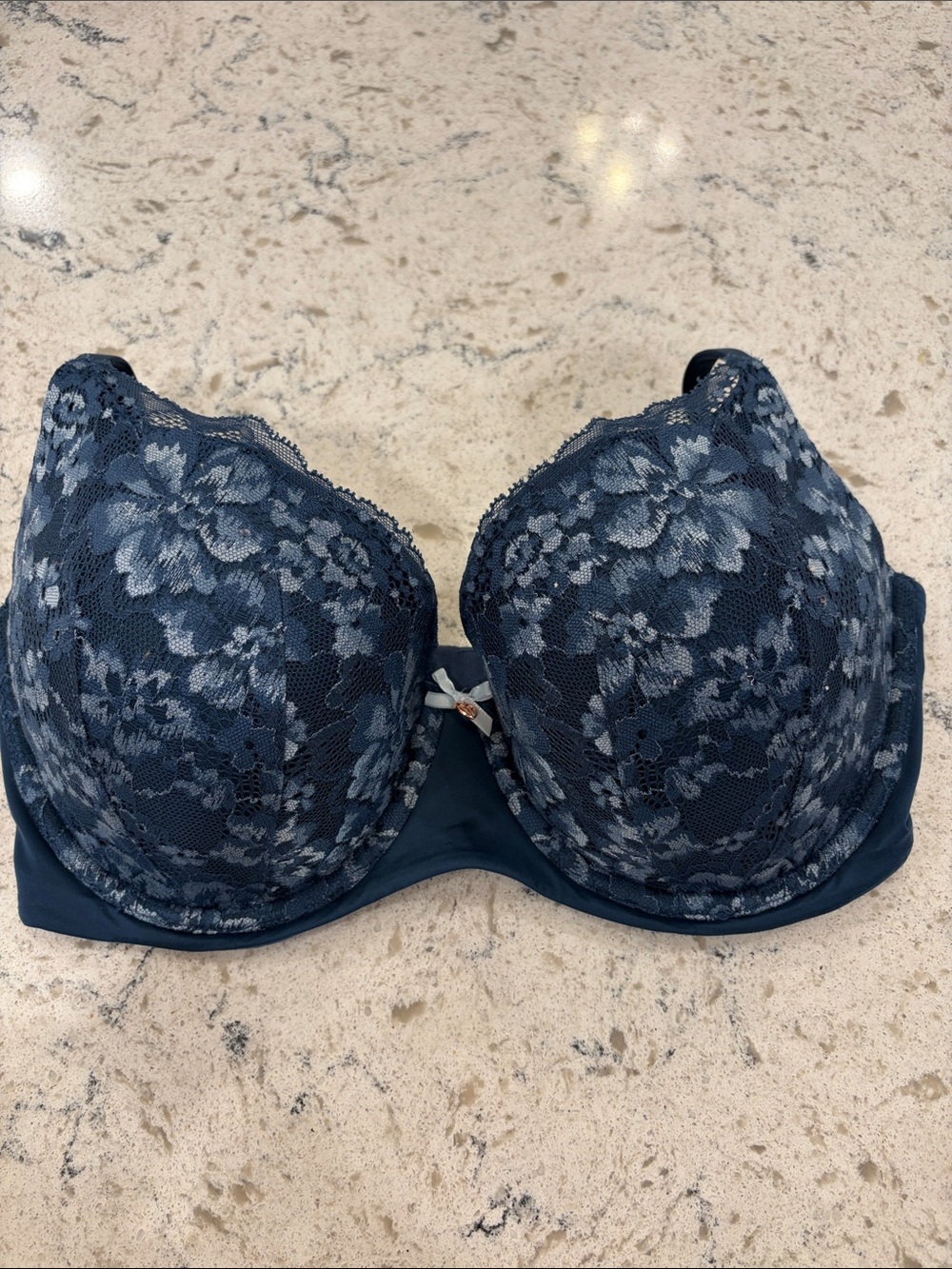 Victoria Secret Lace Overlay Underwire Bra in Deep Navy